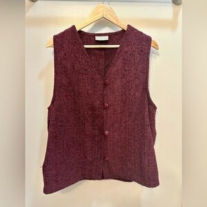 Weave of the Irish Knit Maroon Vest Vintage Boho Size L